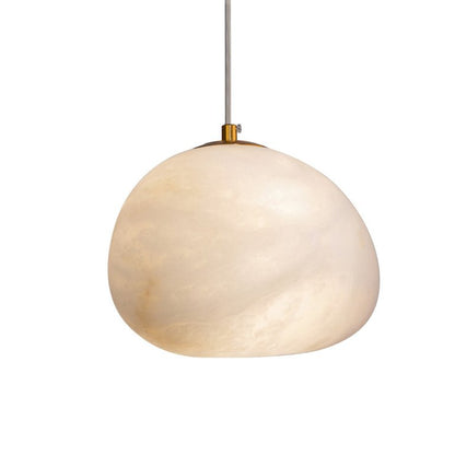 Pebbles Alabaster Pendant Lamp Model A: Dia 9.1″ x H 5.9″ / Brass & White 1001 pendant Lamp