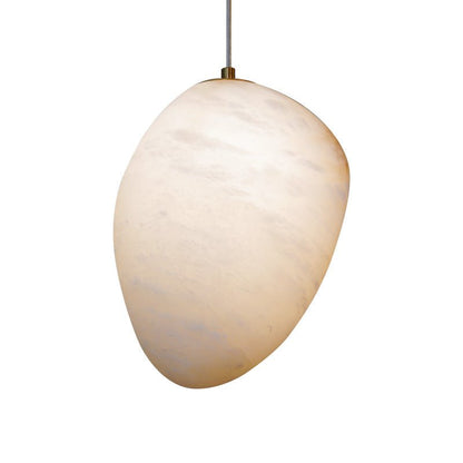 Pebbles Alabaster Pendant Lamp Model B: Dia 7.5″ x H 9.8″ / Brass & White 1001 pendant Lamp