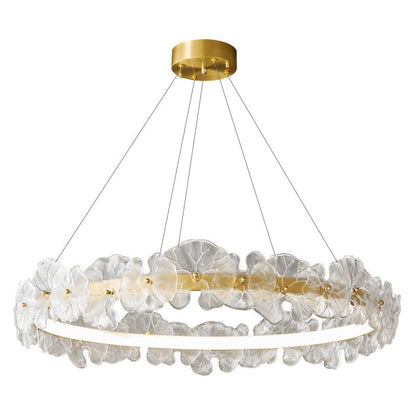 Petal Halo Chandelier Round style: ? 31.5″ x H 5.9″ / Brass / Three-Color Changing Light Chandelier