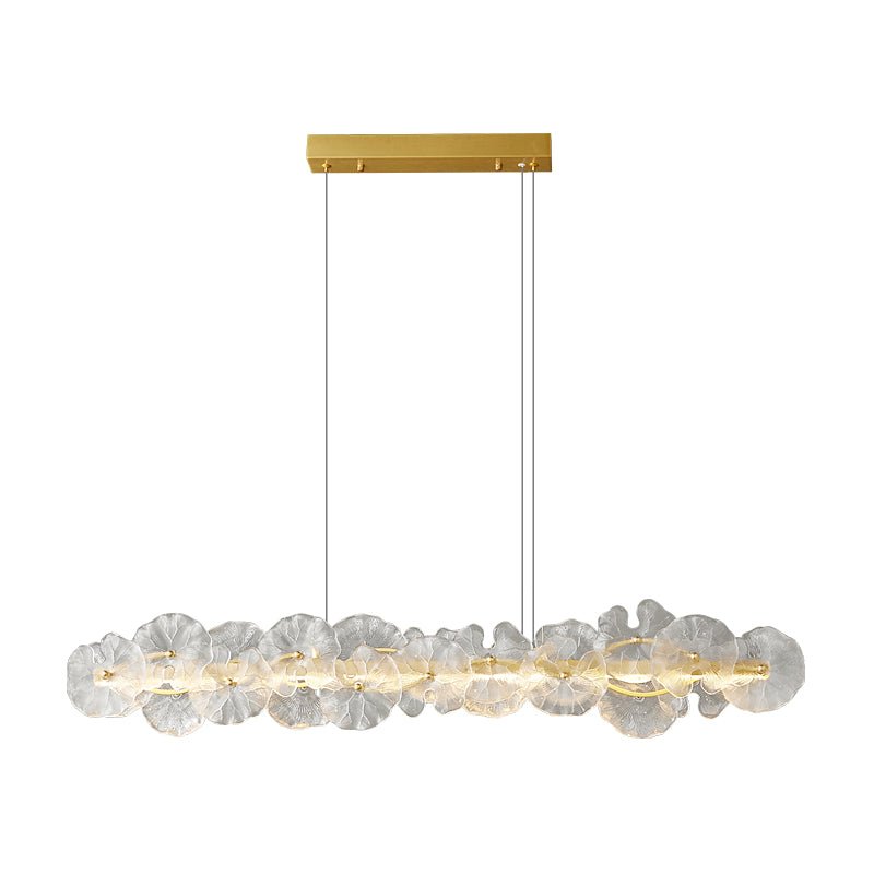 Petal Halo Chandelier Long style: L 31.5″ x W 3.9″ x H 5.9″ / Brass / Three-Color Changing Light Chandelier