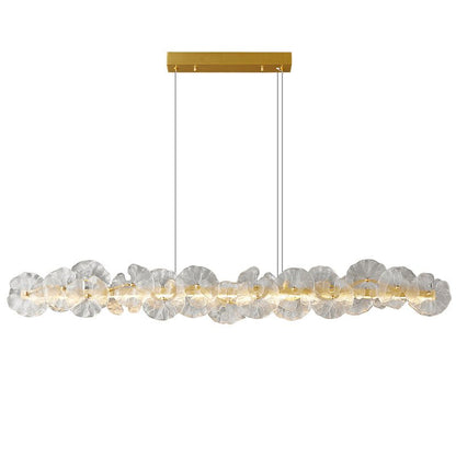 Petal Halo Chandelier Long style: L 69.4″ x W 3.9″ x H 5.9″ / Brass / Three-Color Changing Light Chandelier