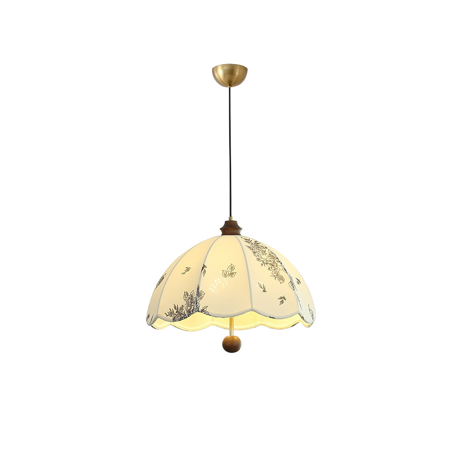 Petal Whisper Pendant Lamp Dia 15.7″ x H 11″ / Walnut color & White Pendant light