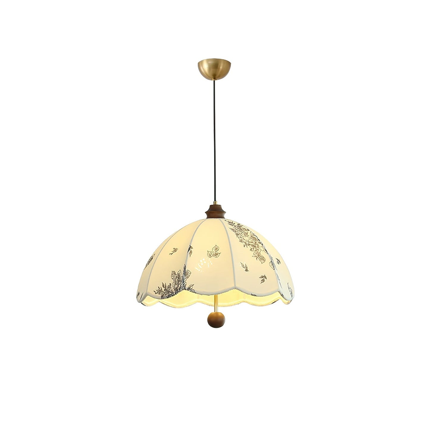 Petal Whisper Pendant Lamp Dia 19.4″ x H 13.8″ / Walnut color & White Pendant light