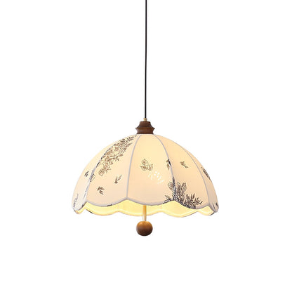Petal Whisper Pendant Lamp Dia 23.6″ x H 13.8″ / Walnut color & White Pendant light