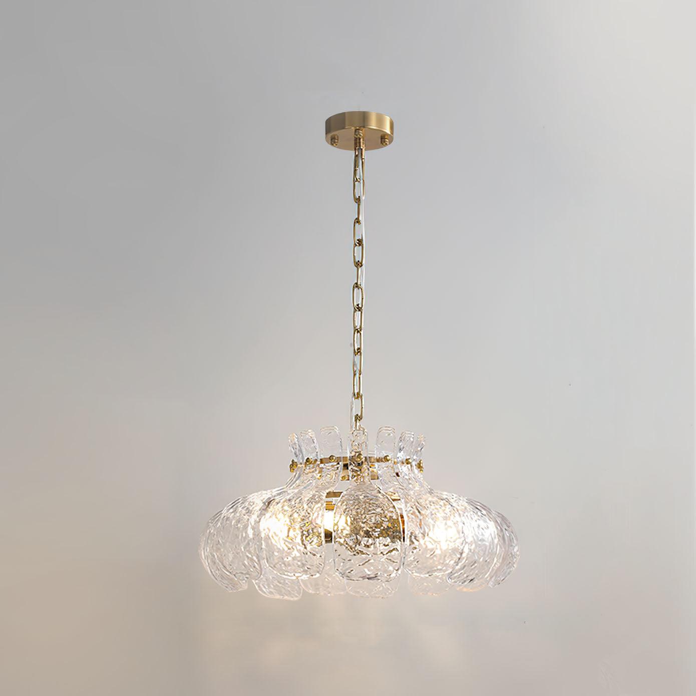 Petal Ice Pendant Light Dia 15.7 ″ x H 9.8″ / Dia 40cm x H 25cm / Brass & Clear Pendant light