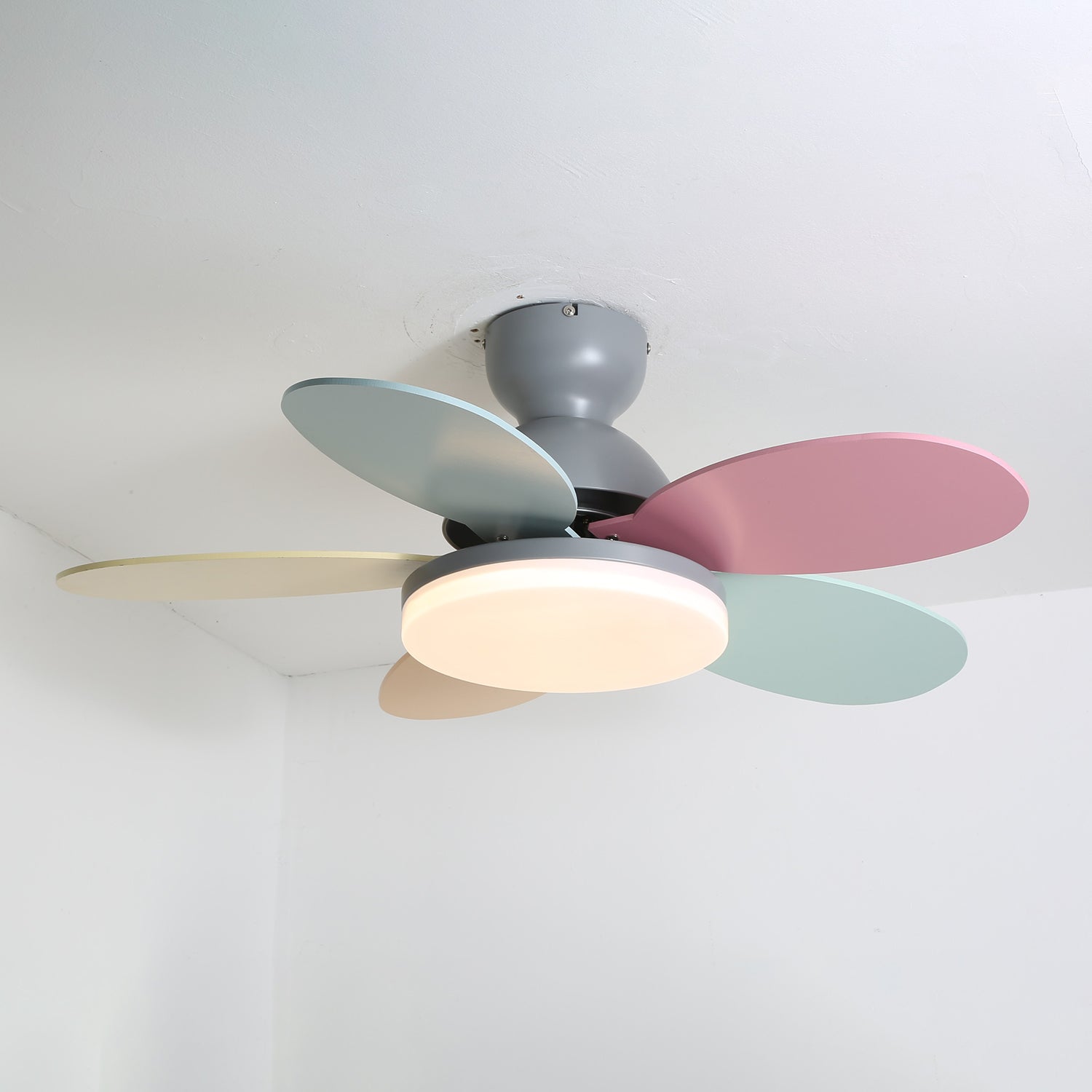 Petalo Ceiling Fan Light Grey & Colourful ? 35.4″ x H 11.0″ / Three-color Changing Light