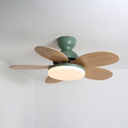 Petalo Ceiling Fan Light Green & Wood Grain Dia 35.4″ x H 11.0″ / Three-color Changing Light