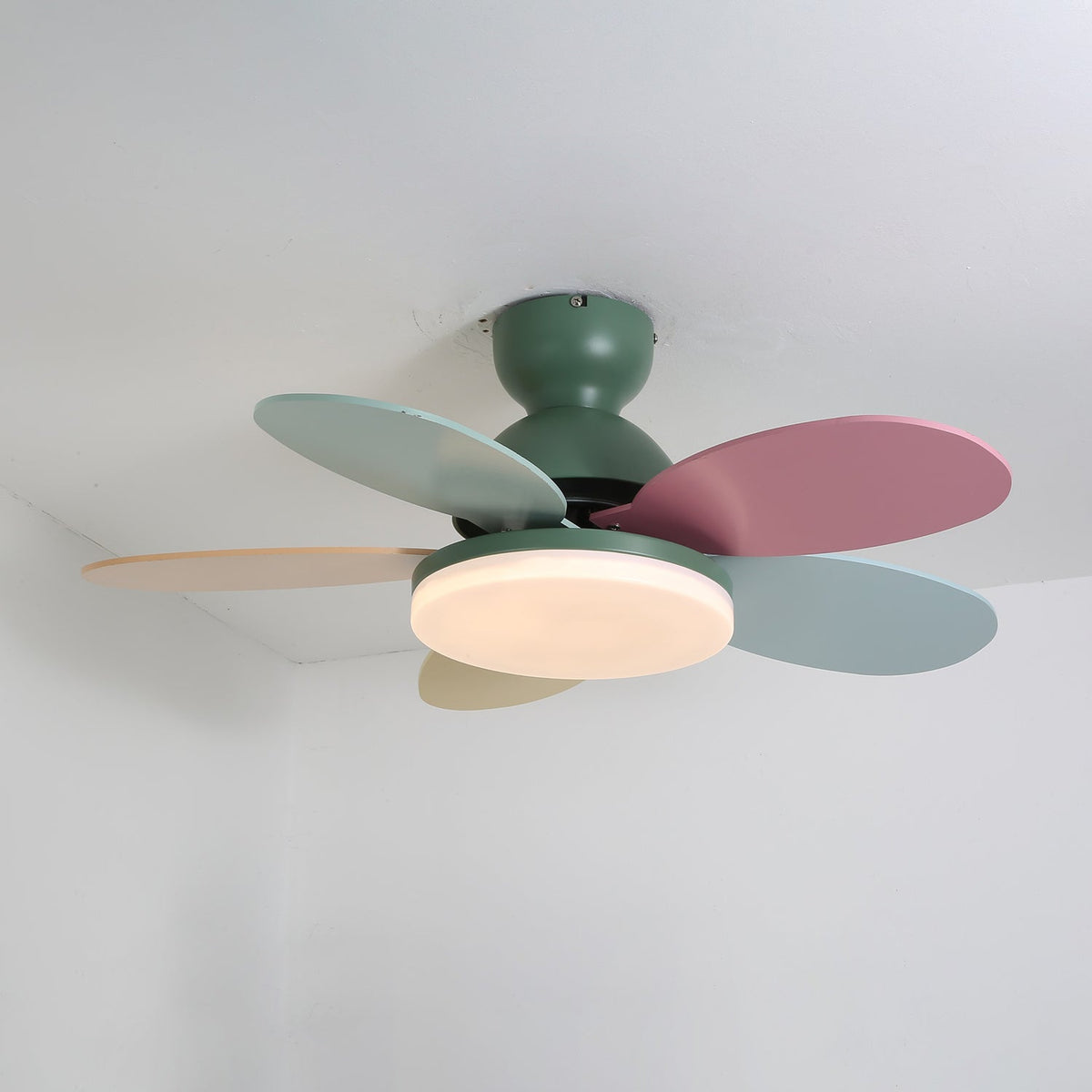Petalo Ceiling Fan Light Green & Colourful Dia 35.4″ x H 11.0″ / Three-color Changing Light