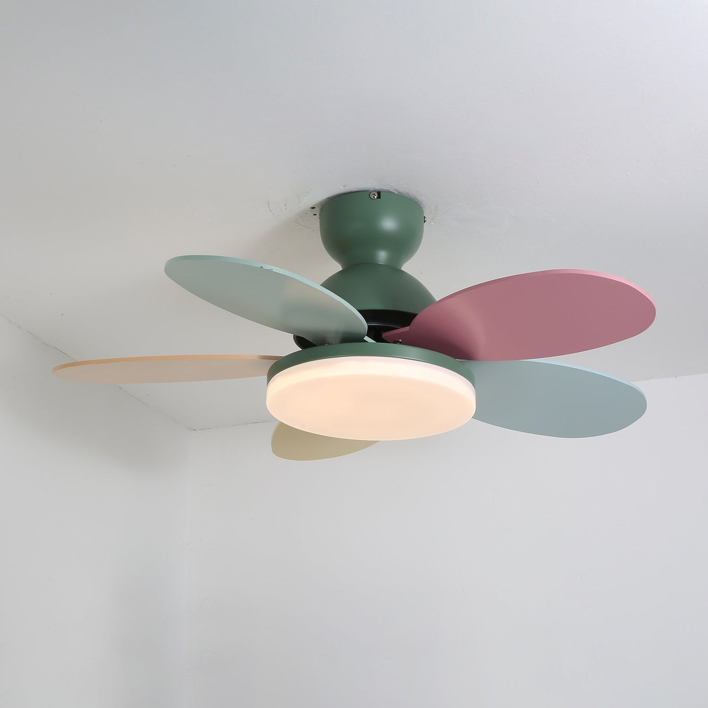 Petalo Ceiling Fan Light Green & Colourful ? 35.4″ x H 11.0″ / Three-color Changing Light