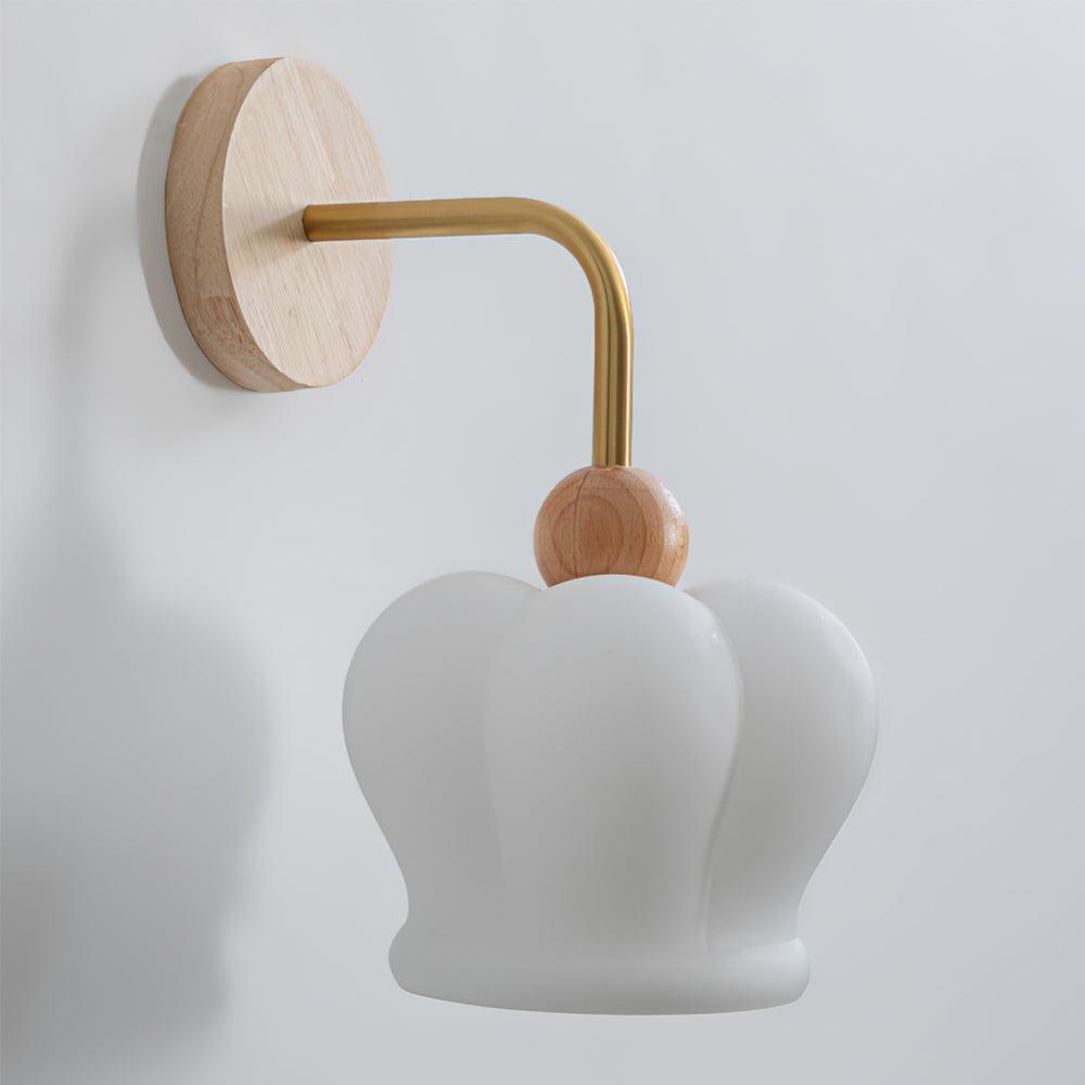 Crown Wall Lamp L 6.3″ x W 7.9″ x H 9.1″ / L 16 cm x W 20cm x H 23cm / White & Wood color Wall lamp