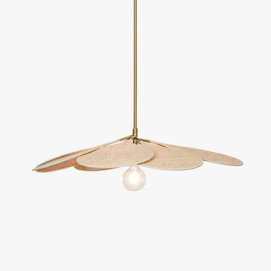 Petals Bloom Rattan Pendant Lamp Dia 31.5″ x H 5.9″/ Dia 80cm x H 15cm / Nature rattan & Gold Pendant light