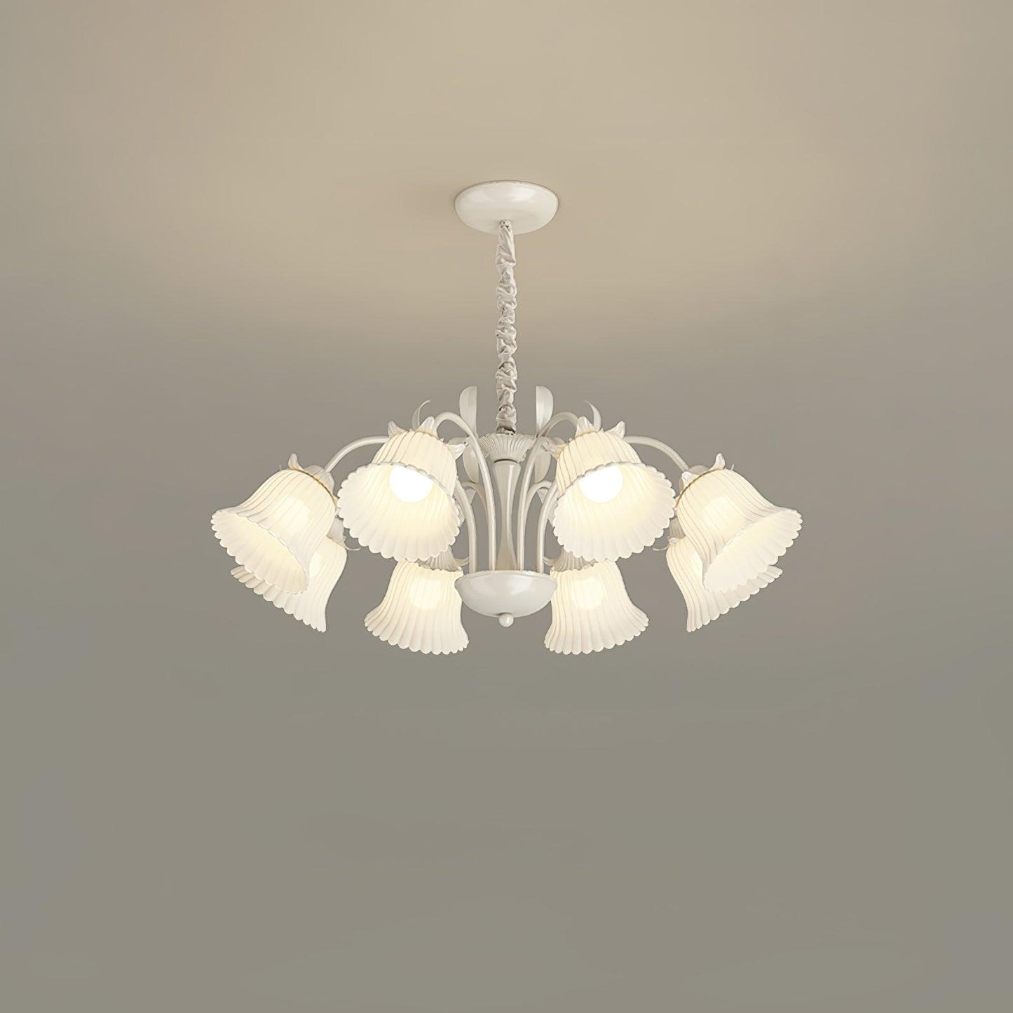 Petunia Chandelier 8 heads ? 33.5″ x H 31.5″ / Dia 85cm x H 80cm / White & White Chandelier