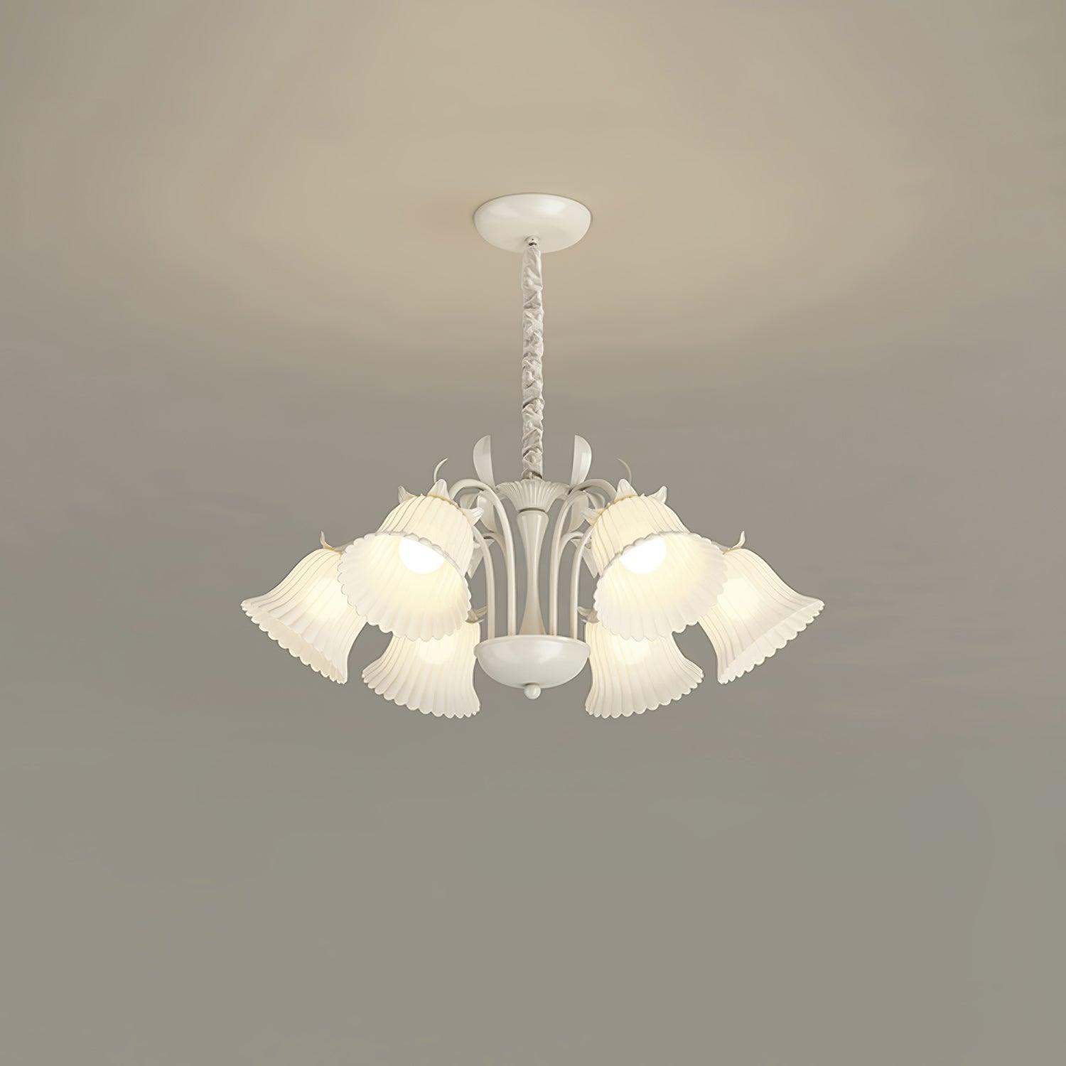 Petunia Chandelier 6 heads ? 28.3″ x H 31.5″ / Dia 72cm x H 80cm / White & White Chandelier