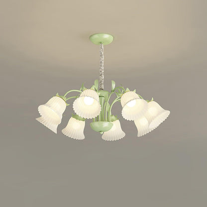 Petunia Chandelier 8 heads ? 33.5″ x H 31.5″ / Dia 85cm x H 80cm / Green & White Chandelier