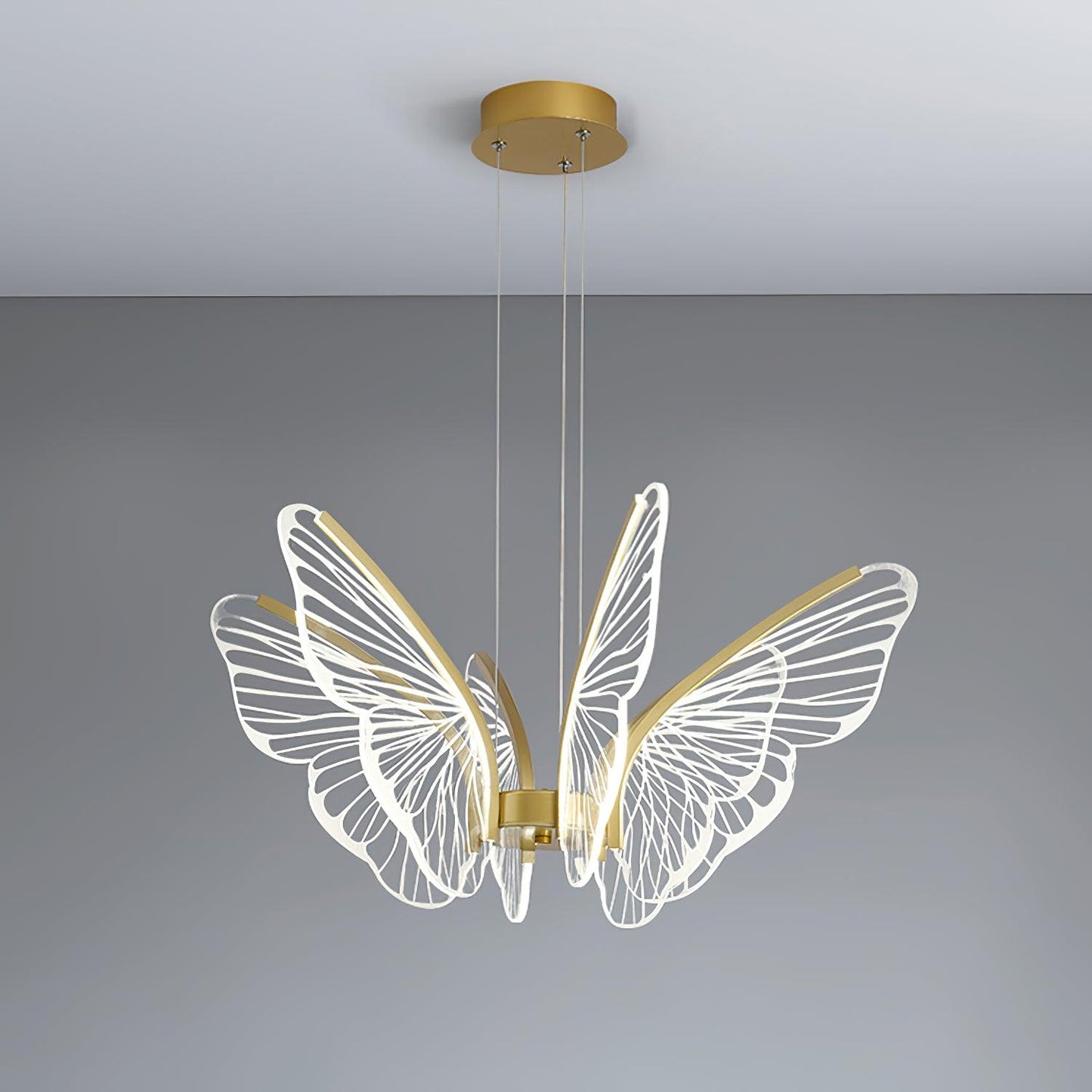 Phalaenopsis Chandelier 6 heads ? 26.7″ x H 11″ / Dia 68cm x H 28cm / Gold & Clear / Three-Color Changing Light