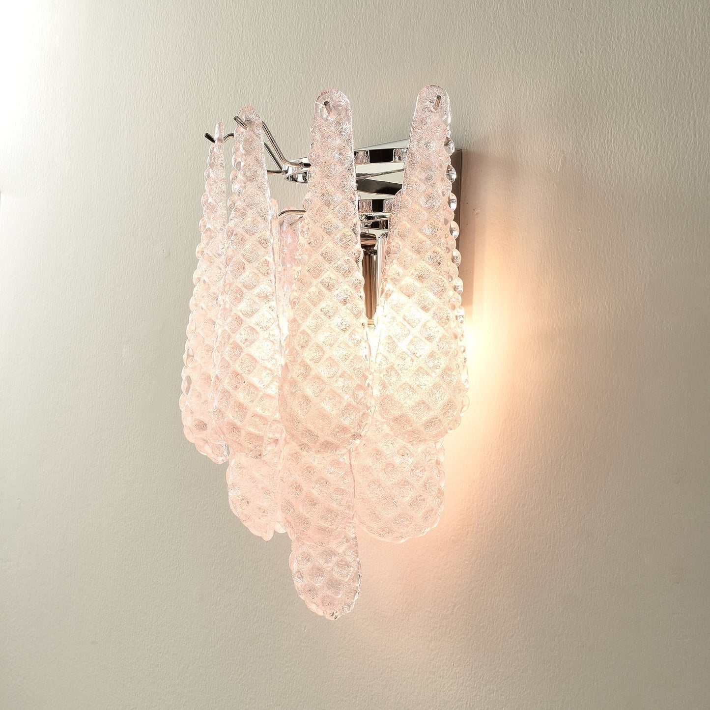 Pink Waffle Wall Sconce Dia 11.4″ x H 15.7″ / Chrome & Pink Wall lamp