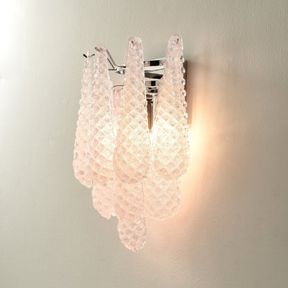 Pink Waffle Wall Sconce Dia 11.4″ x H 15.7″ / Chrome & Pink Wall lamp
