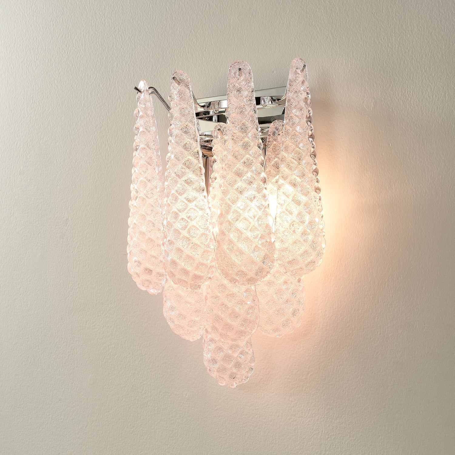 Pink Waffle Wall Sconce Dia 11.4″ x H 15.7″ / Chrome & Pink Wall lamp