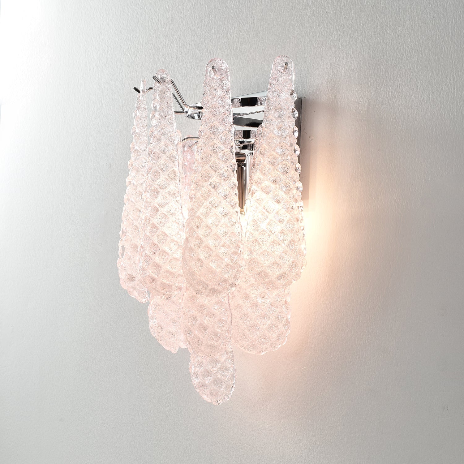 Pink Waffle Wall Sconce Dia 11.4″ x H 15.7″ / Chrome & Pink Wall lamp