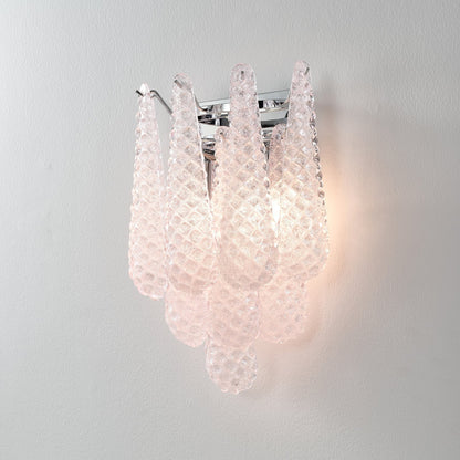 Pink Waffle Wall Sconce Dia 11.4″ x H 15.7″ / Chrome & Pink Wall lamp