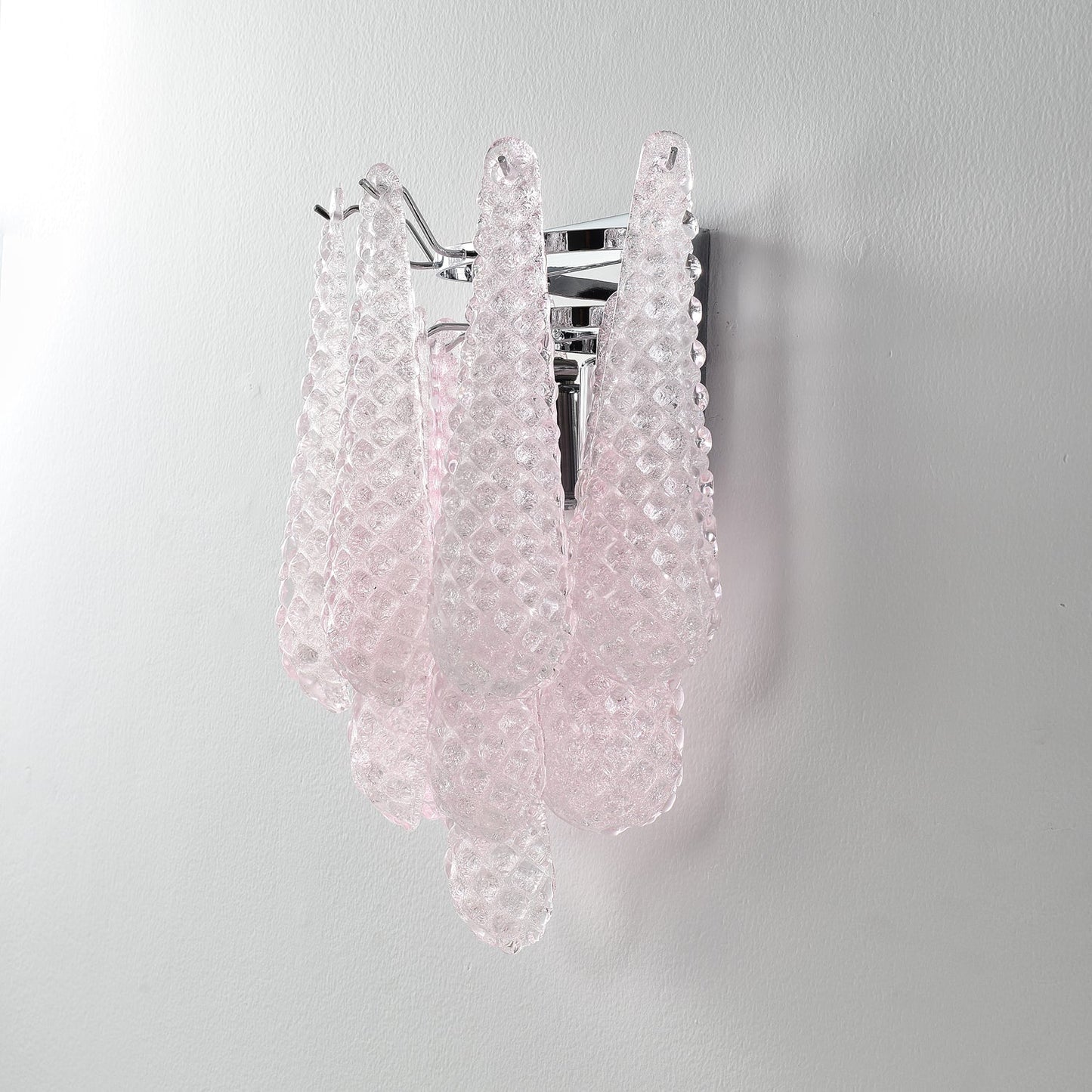 Pink Waffle Wall Sconce Dia 11.4″ x H 15.7″ / Chrome & Pink Wall lamp