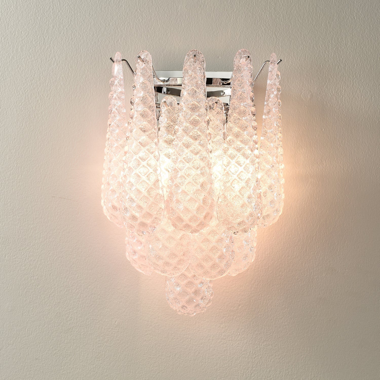Pink Waffle Wall Sconce Dia 11.4″ x H 15.7″ / Chrome & Pink Wall lamp