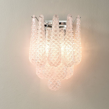 Pink Waffle Wall Sconce Dia 11.4″ x H 15.7″ / Chrome & Pink Wall lamp