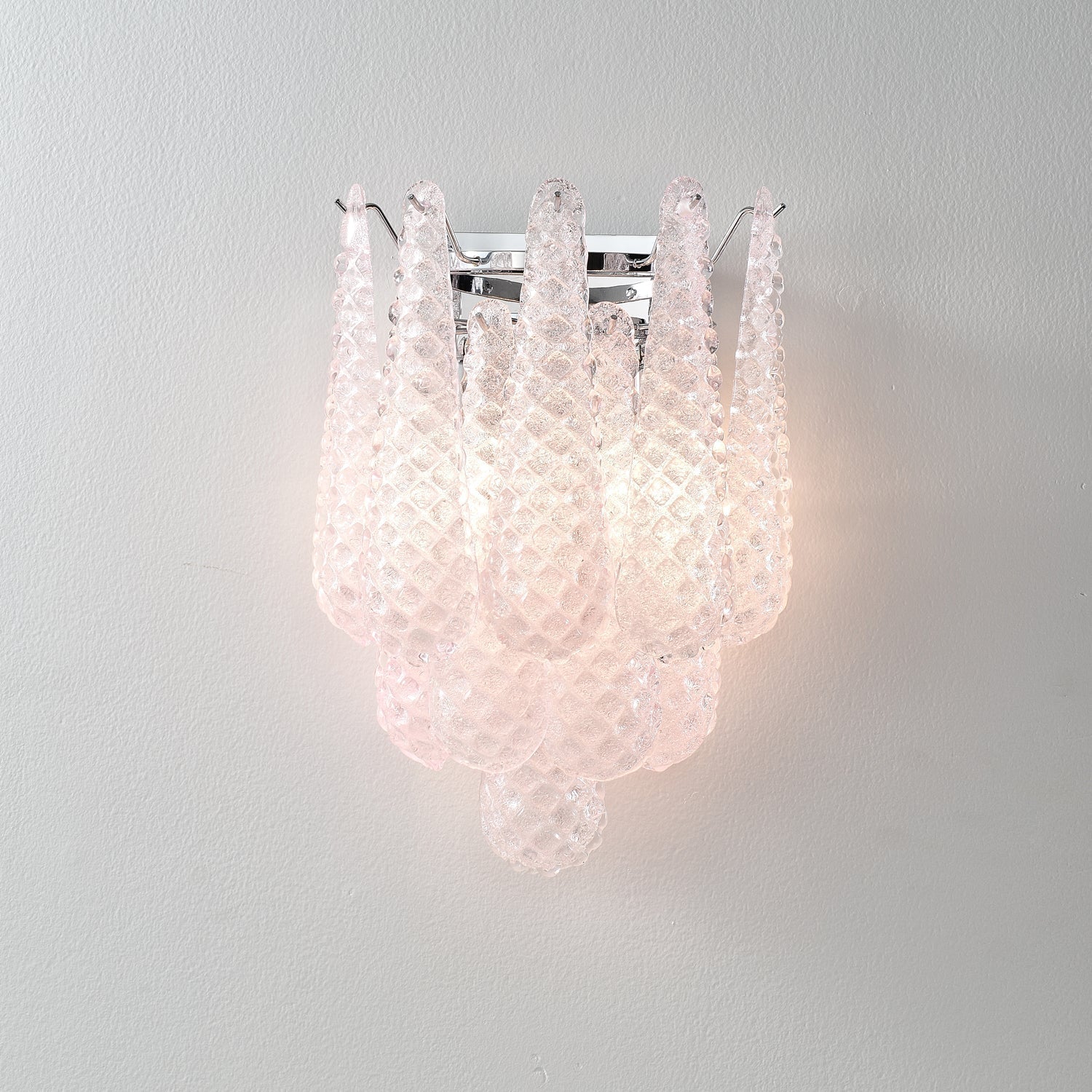 Pink Waffle Wall Sconce Dia 11.4″ x H 15.7″ / Chrome & Pink Wall lamp