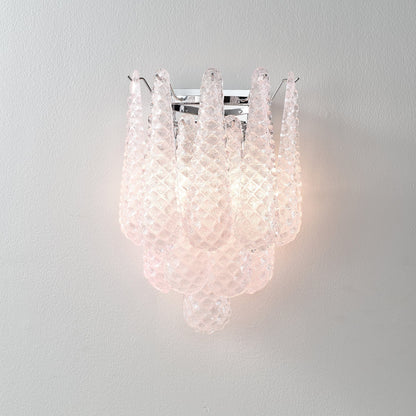 Pink Waffle Wall Sconce Dia 11.4″ x H 15.7″ / Chrome & Pink Wall lamp