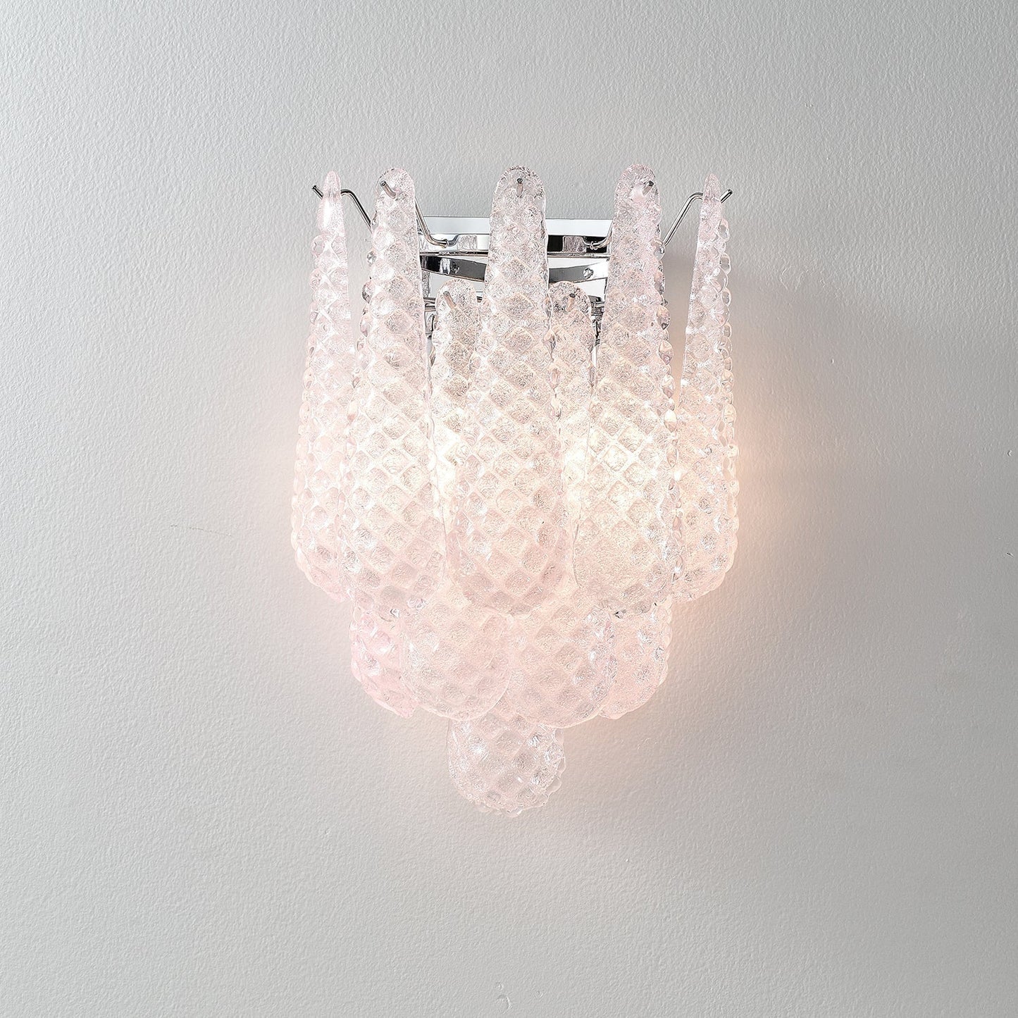 Pink Waffle Wall Sconce Dia 11.4″ x H 15.7″ / Chrome & Pink Wall lamp