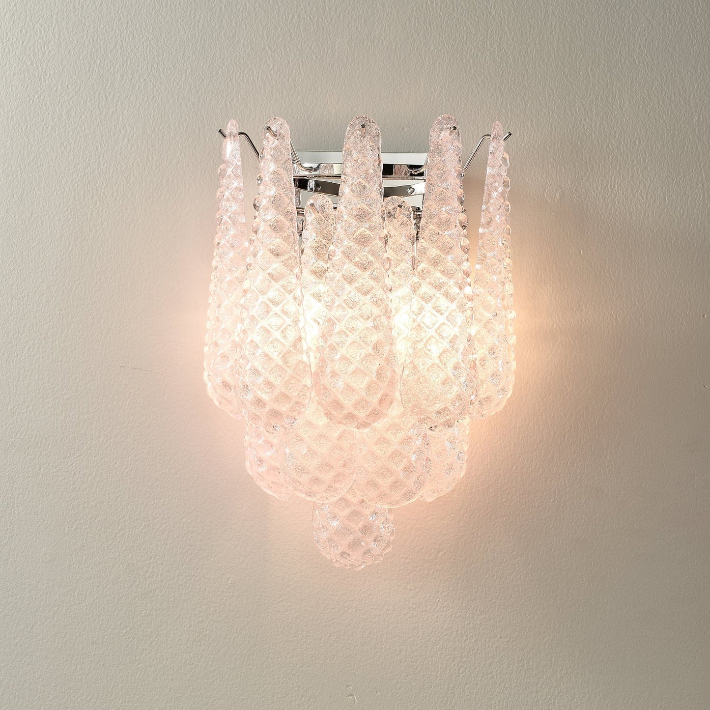 Pink Waffle Wall Sconce Dia 11.4″ x H 15.7″ / Chrome & Pink Wall lamp