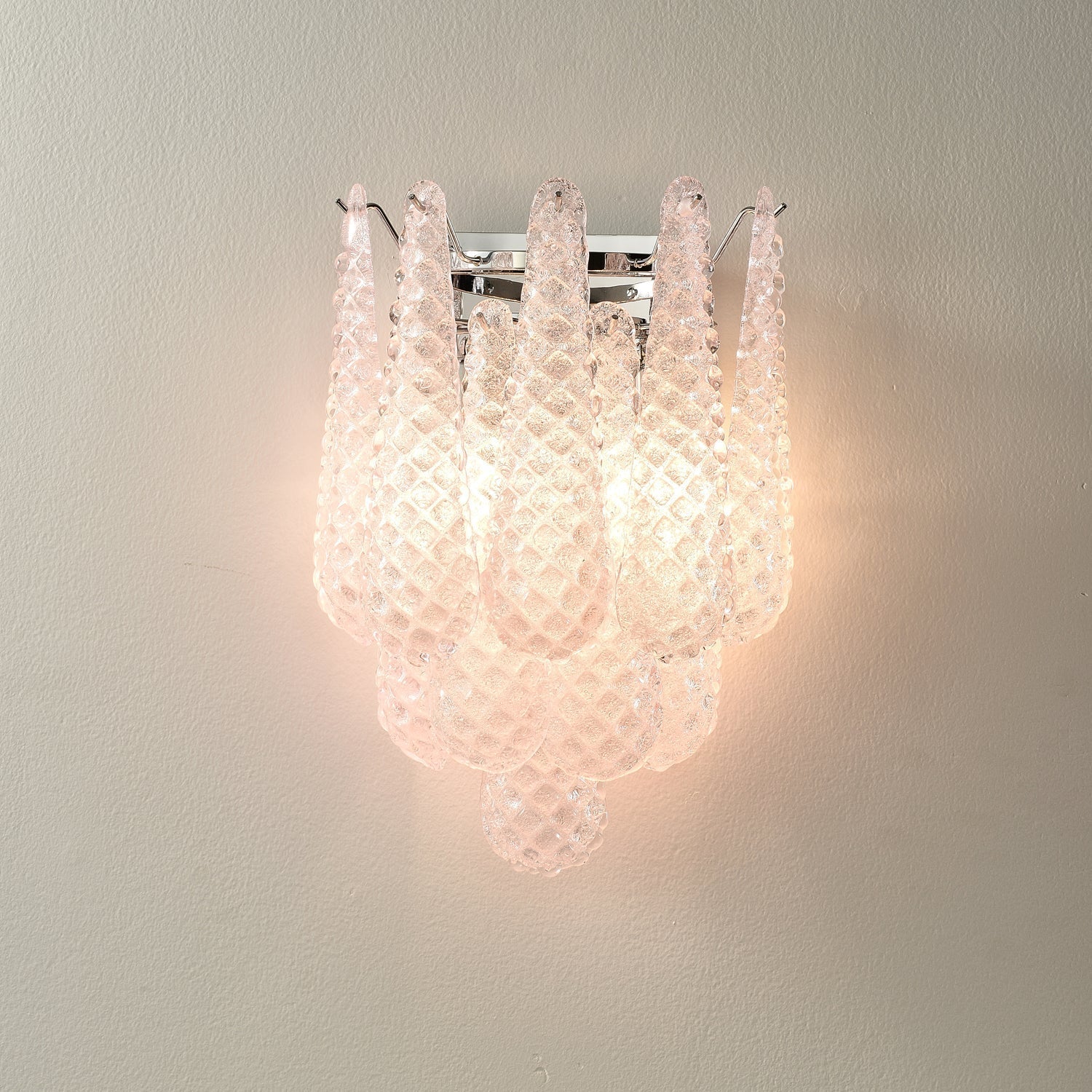 Pink Waffle Wall Sconce Dia 11.4″ x H 15.7″ / Chrome & Pink Wall lamp