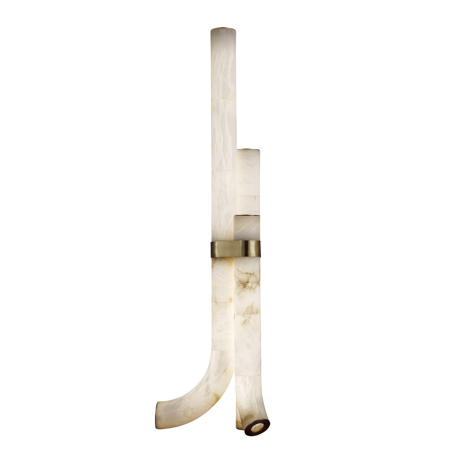 Piped Alabaster Floor Lamp Dia 17.7″ x H 59.1″ / Dia 45cm x H 150m / Warm Light / US Plug Floor lamp