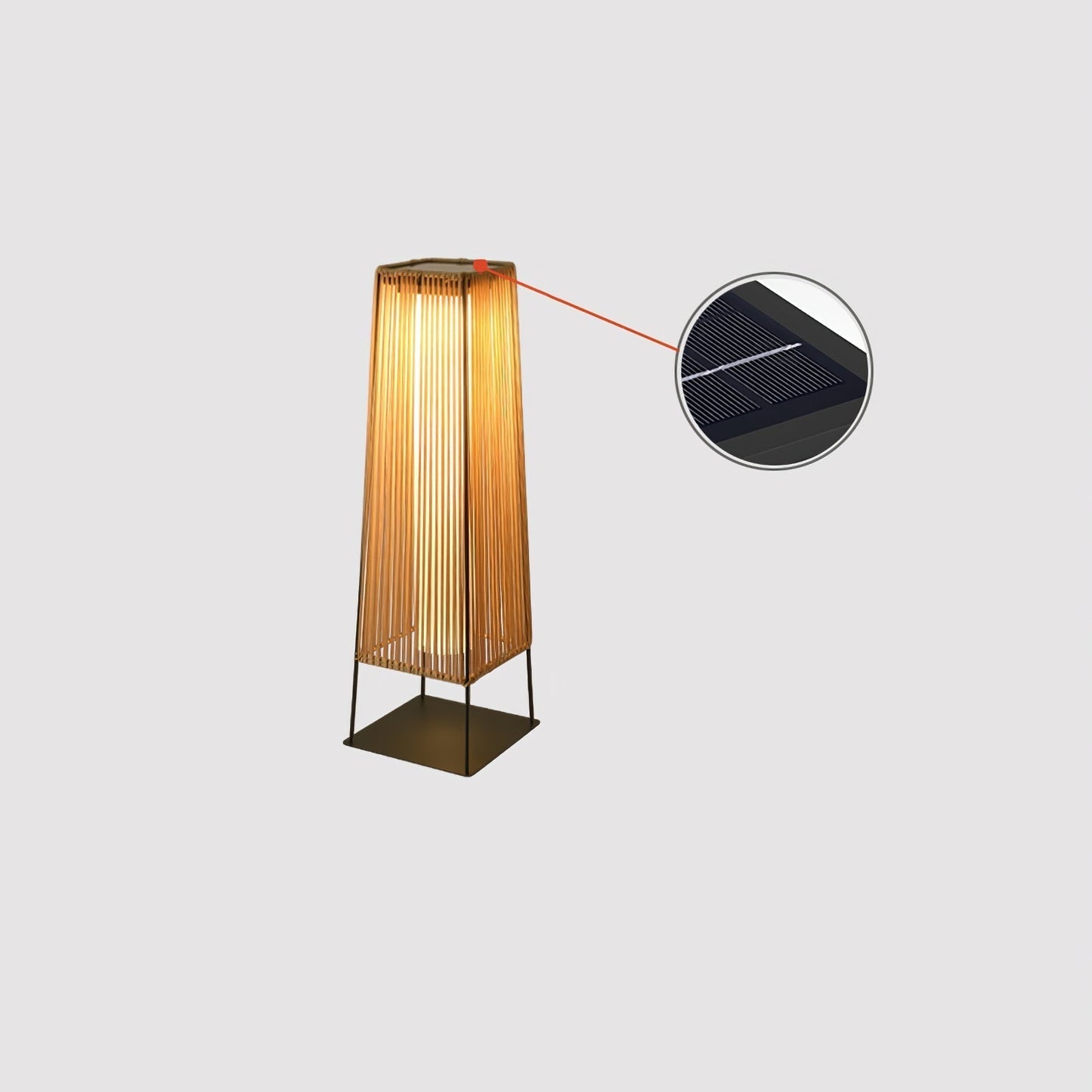Plastic Rattan Outdoor Post Light L 9.8″ x W 9.8″ x H 35.4″ / L 25cm x W 25cm x H 90cm / Model B: Solar-Powered Version