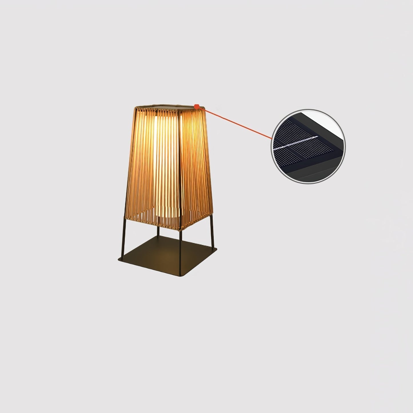 Plastic Rattan Outdoor Post Light L 9.4″ x W 9.4″ x H 18.9″ / L 24cm x W 24cm x H 48cm / Model B: Solar-Powered Version