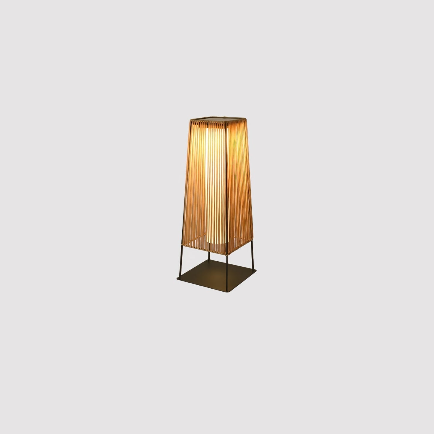Plastic Rattan Outdoor Post Light L 9.8″ x W 9.8″ x H 26.8″ / L 25cm x W 25cm x H 68cm / Model A: Wired Version / Warm
