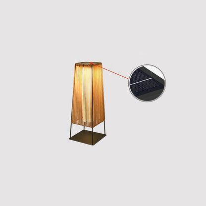 Plastic Rattan Outdoor Post Light L 9.8″ x W 9.8″ x H 26.8″ / L 25cm x W 25cm x H 68cm / Model B: Solar-Powered Version