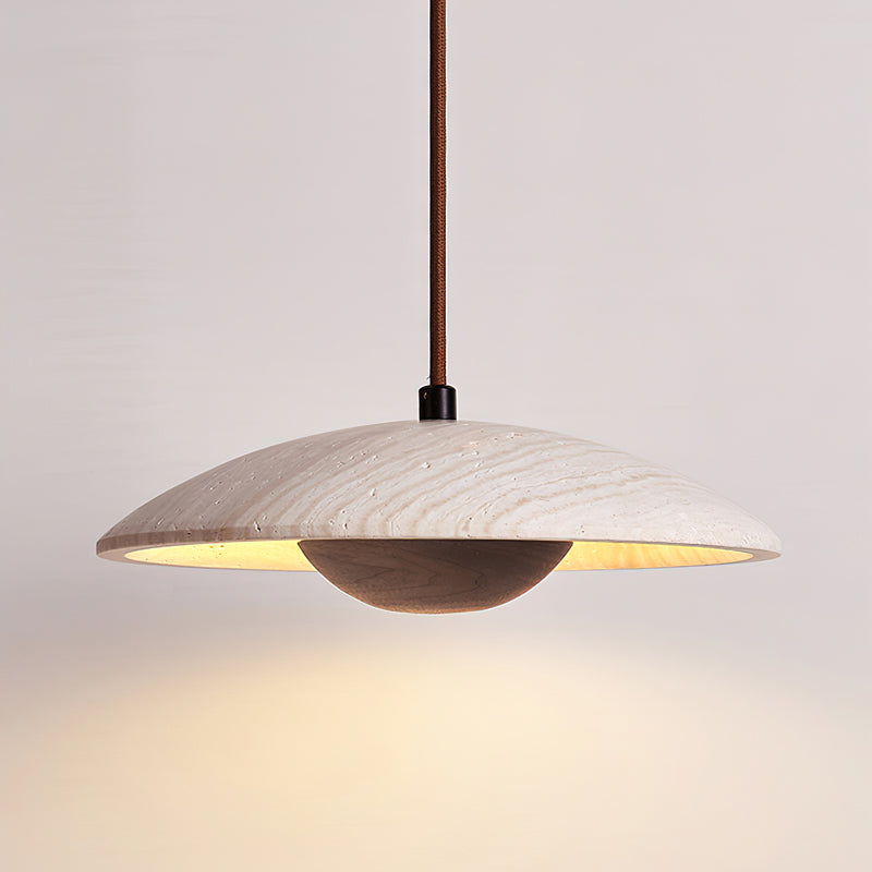 Solara Wood Pendant Lamp Dia 9.8’’ x H 3.1’’ / Walnut Color / Warm Light pendant Lamp