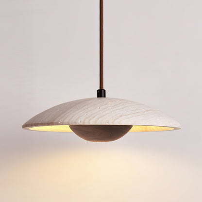 Solara Wood Pendant Lamp Dia 9.8’’ x H 3.1’’ / Walnut Color / Warm Light pendant Lamp