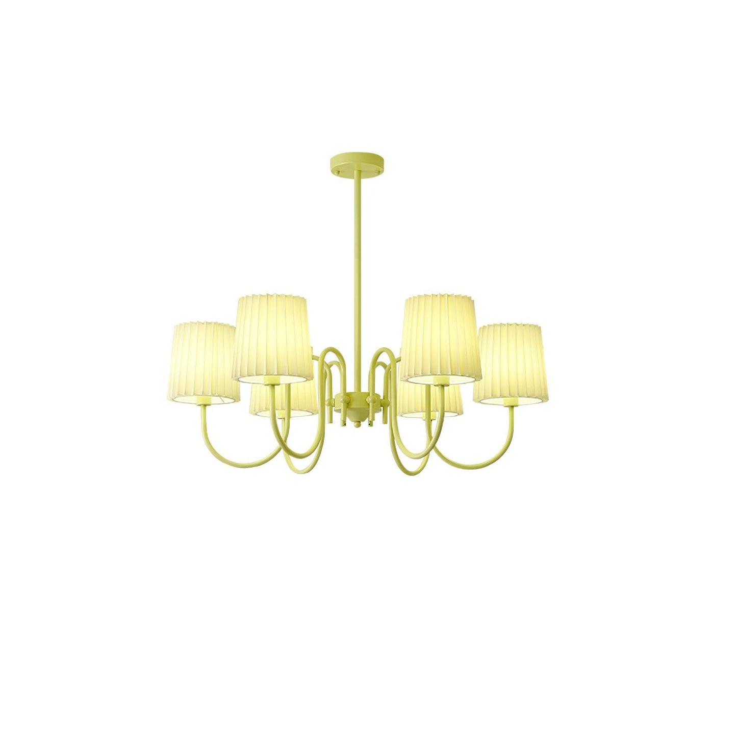 Pleated Fabric Matcha Chandelier 6 heads Dia 33.8″ x H 16.9″ / Dia 86cm x H 43cm / Matcha & White fabric Chandelier