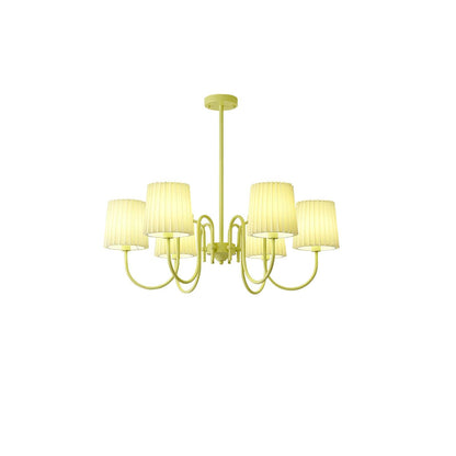 Pleated Fabric Matcha Chandelier 6 heads Dia 33.8″ x H 16.9″ / Dia 86cm x H 43cm / Matcha & White fabric Chandelier