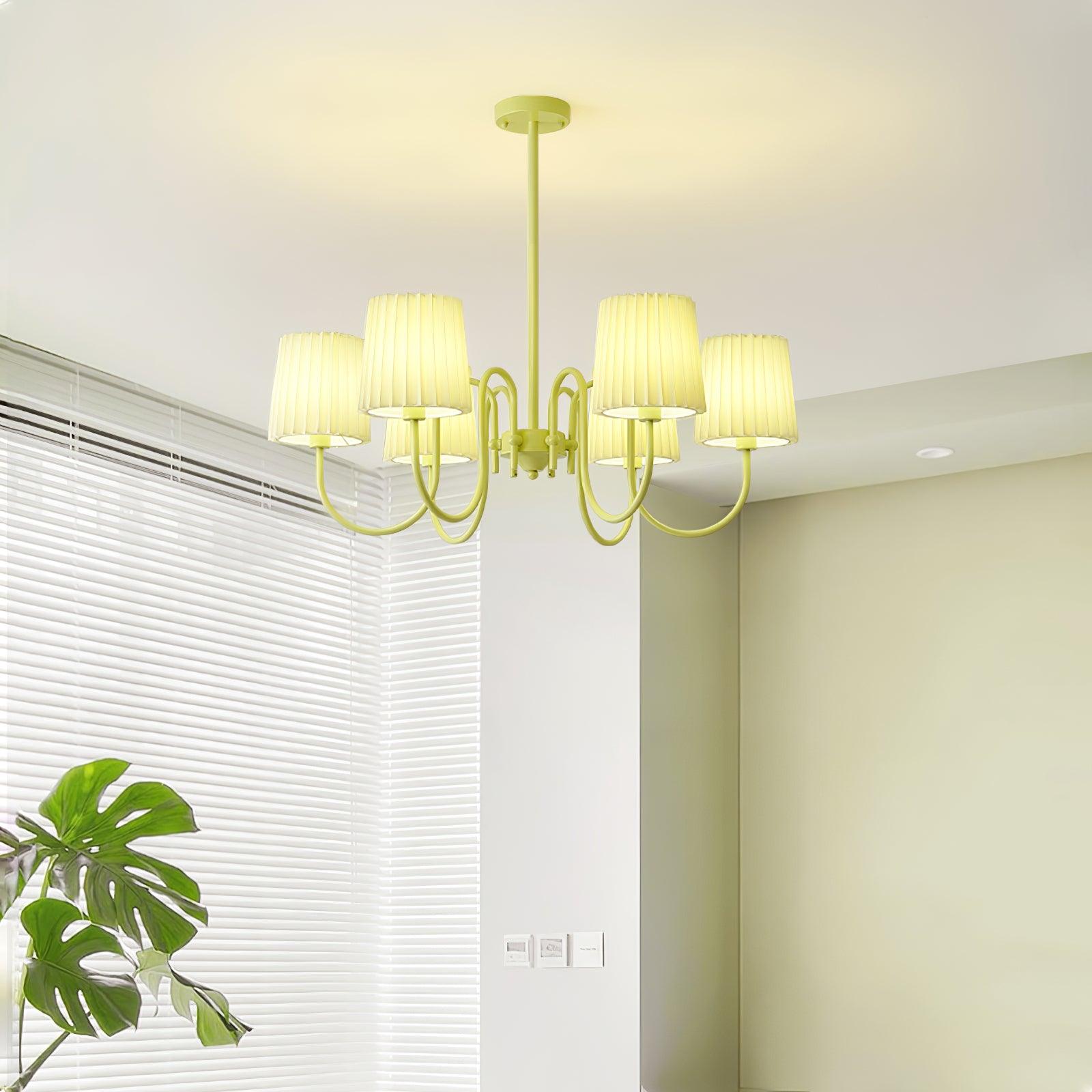 Pleated Fabric Matcha Chandelier Chandelier