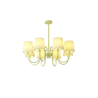 Pleated Fabric Matcha Chandelier 8 heads Dia 34.6″ x H 16.9″ / Dia 88cm x H 43cm / Matcha & White fabric Chandelier
