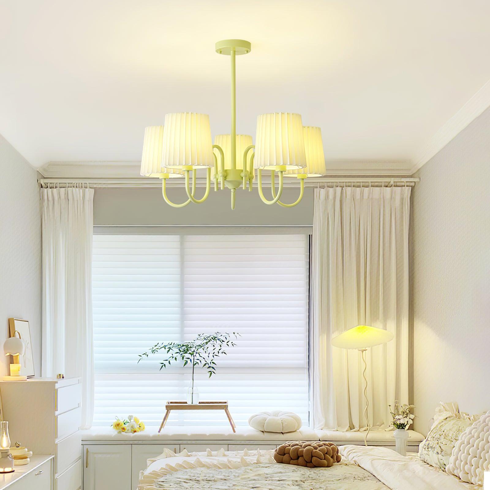 Pleated Fabric Matcha Chandelier Chandelier