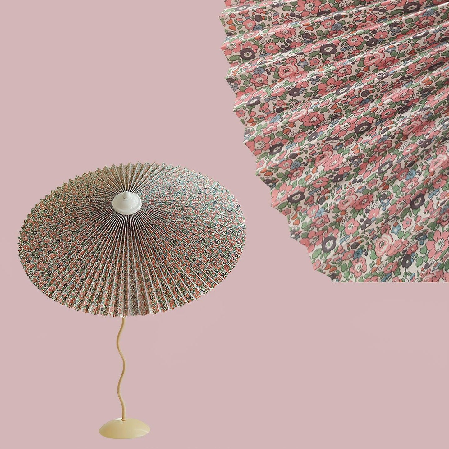 Pleated Hat Table Lamp Dia 17″ x H 29.5″ / Dia 43cm x H 75cm / Pink / US Plug Table lamp