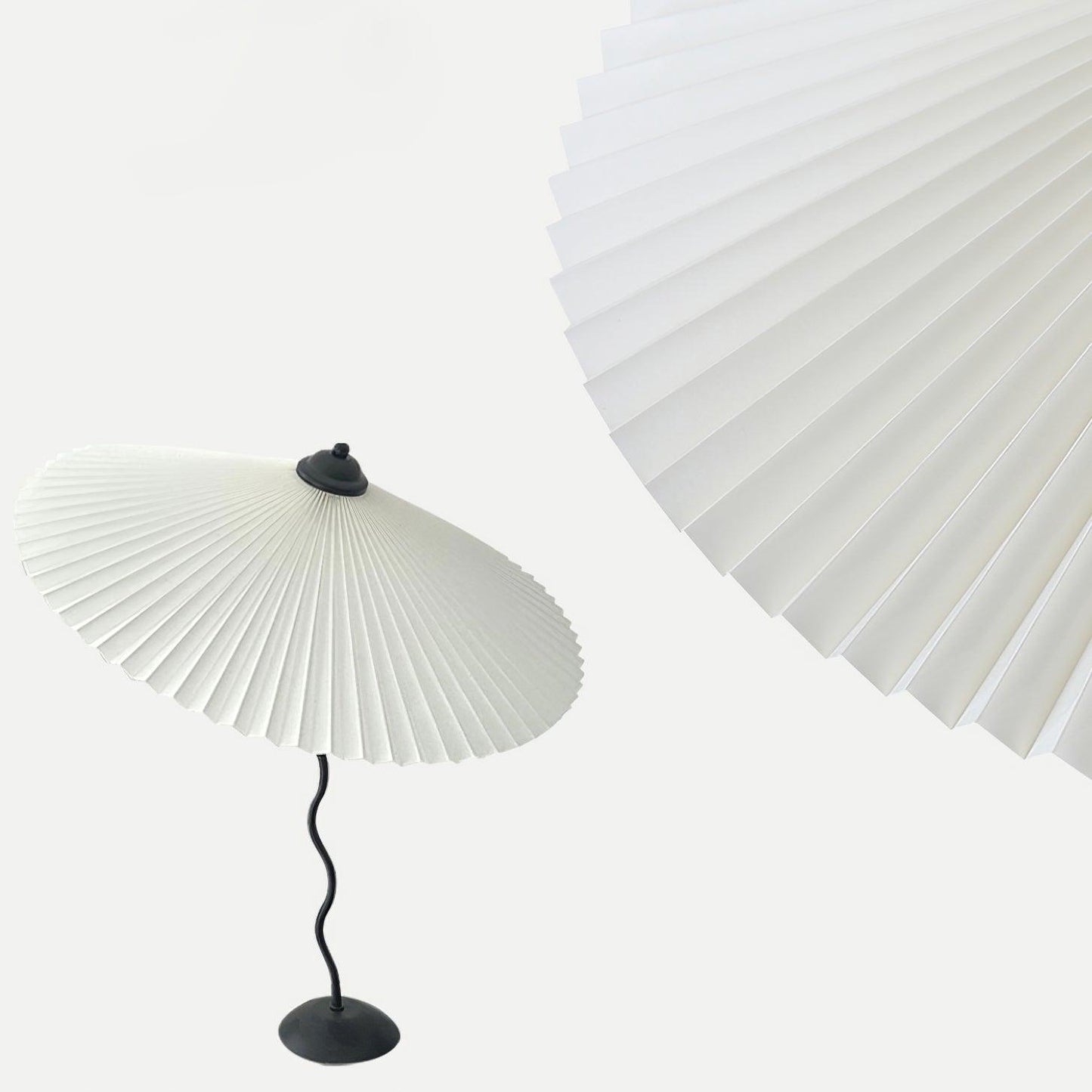 Pleated Hat Table Lamp Dia 17″ x H 29.5″ / Dia 43cm x H 75cm / White / US Plug Table lamp