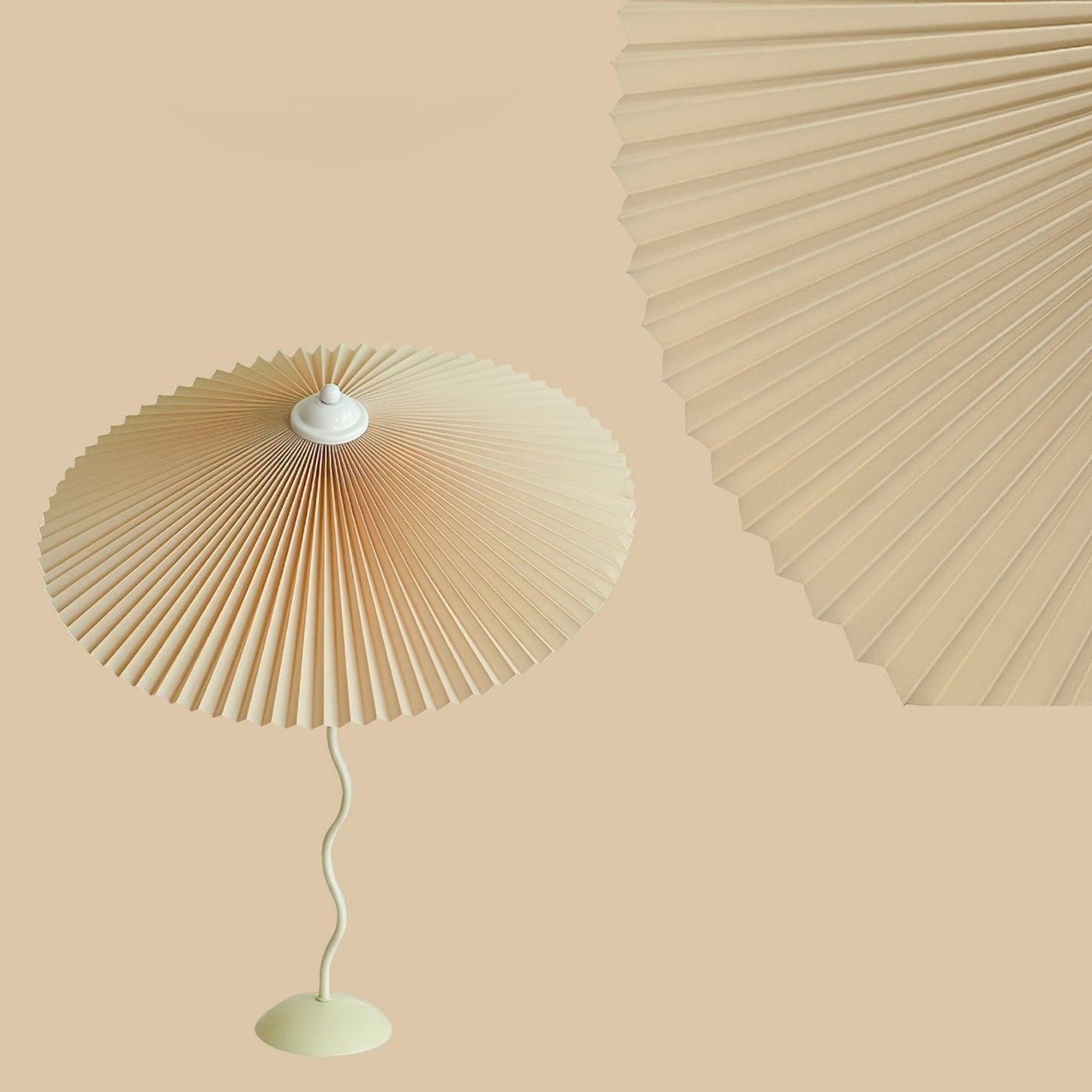 Pleated Hat Table Lamp Dia 17″ x H 29.5″ / Dia 43cm x H 75cm / Beige / US Plug Table lamp