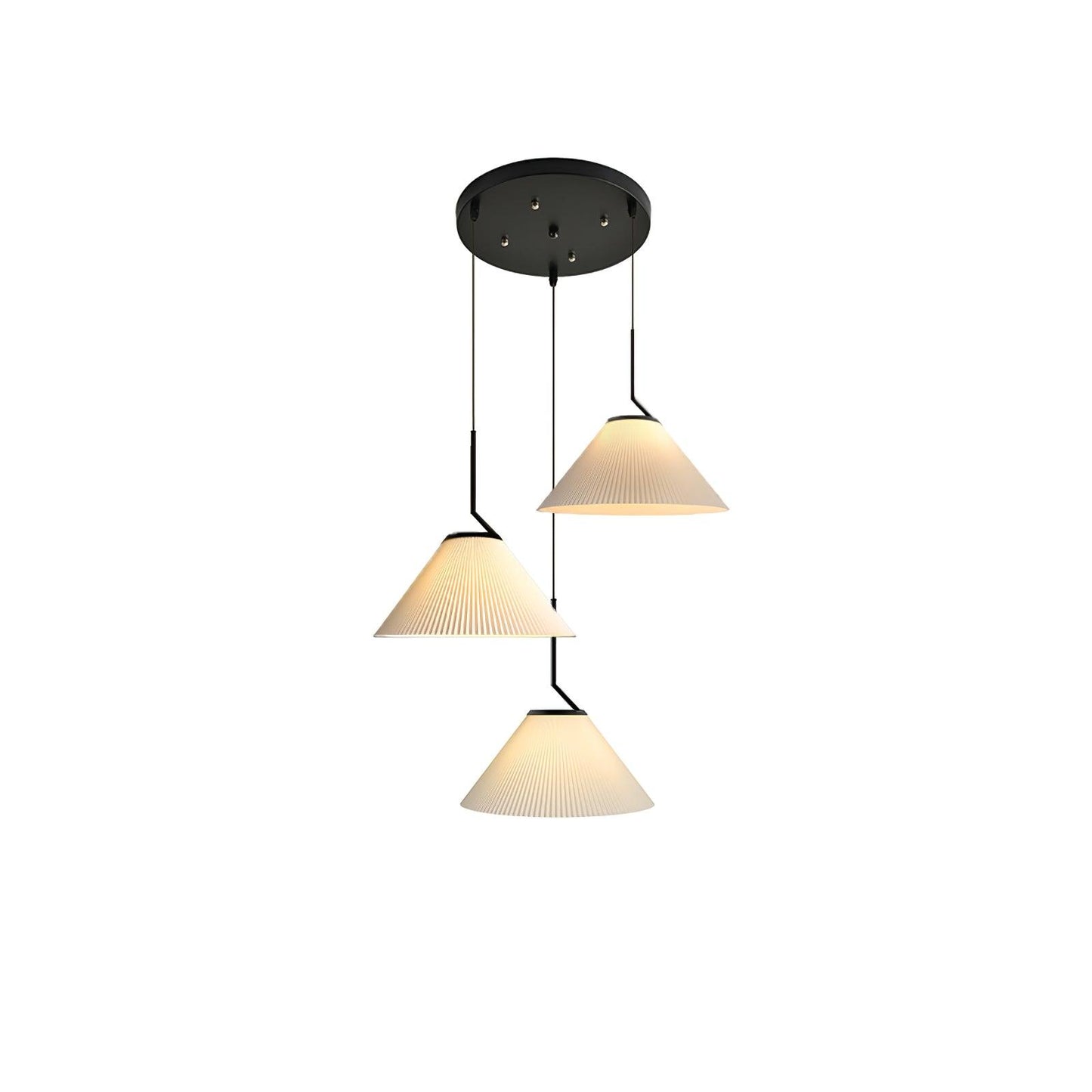 Pleated Skirt Pendant Light 3 Head Round canopy Dia 15.7″ x H 59.1″ / Dia 40cm x H 150cm / Black & Beige Pendant light