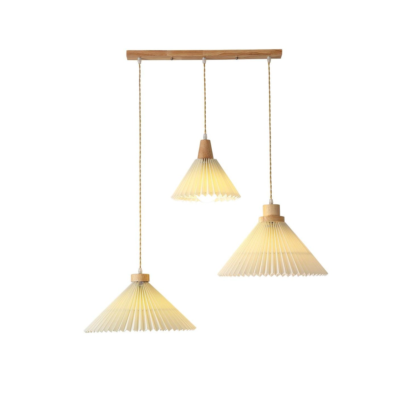 Pleated Wooden Pendant Light ? 31.5″ x H 59.1″ / Dia 80cm x H 150cm / Nature wood & Beige Pendant light