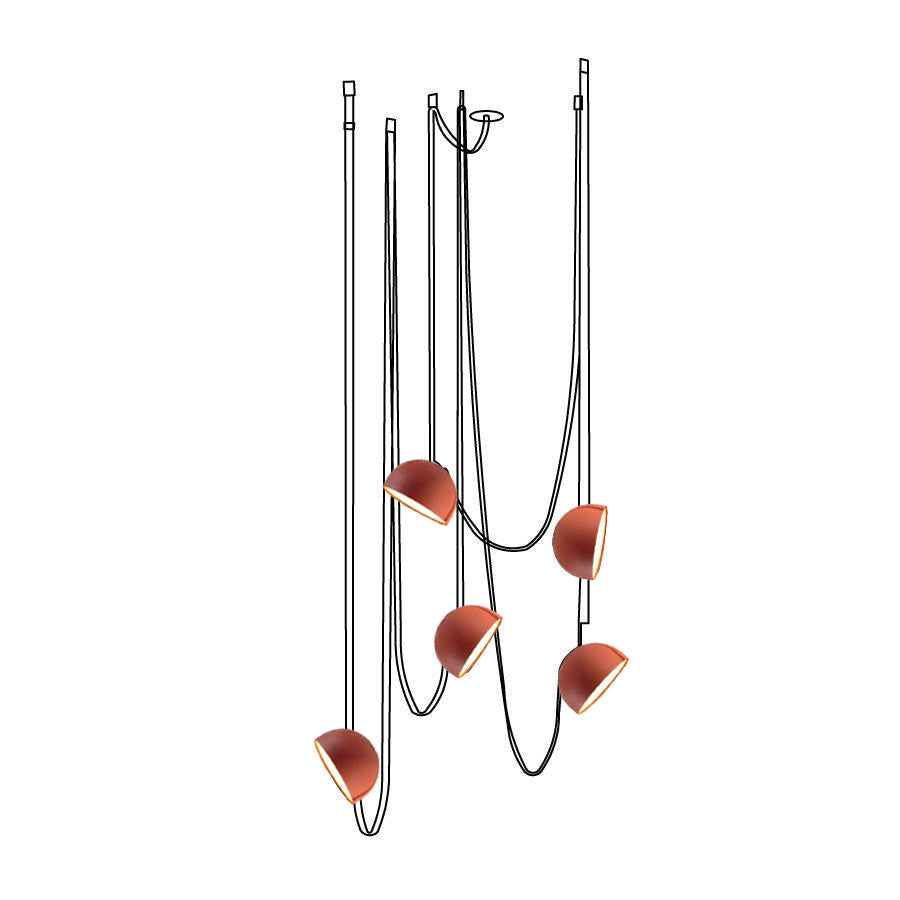 Belts Combination Canvas Pendant Light 5 heads Dia 39.4″ x H 59″ / Dia 100cm x H 150cm / Orange / Red Canvas Warm White